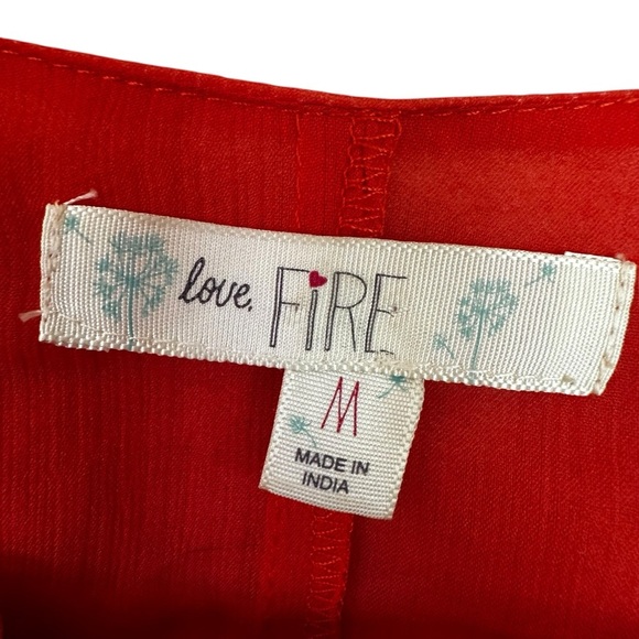 Love, Fire Orange Sheer Embroidered Caftan M - Picture 4 of 11